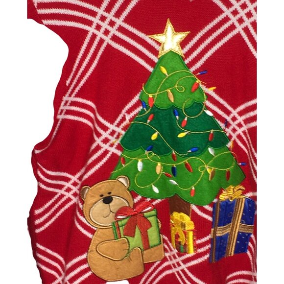 Christmas Sweater Chunky Knit Pullover Red Size Large 42-44 Ugly Holiday Party - Picture 4 of 11